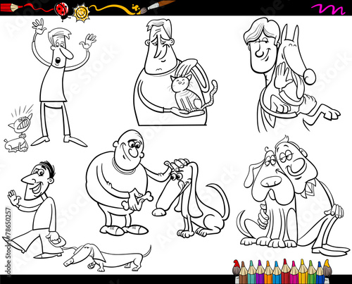 people with pets coloring page
