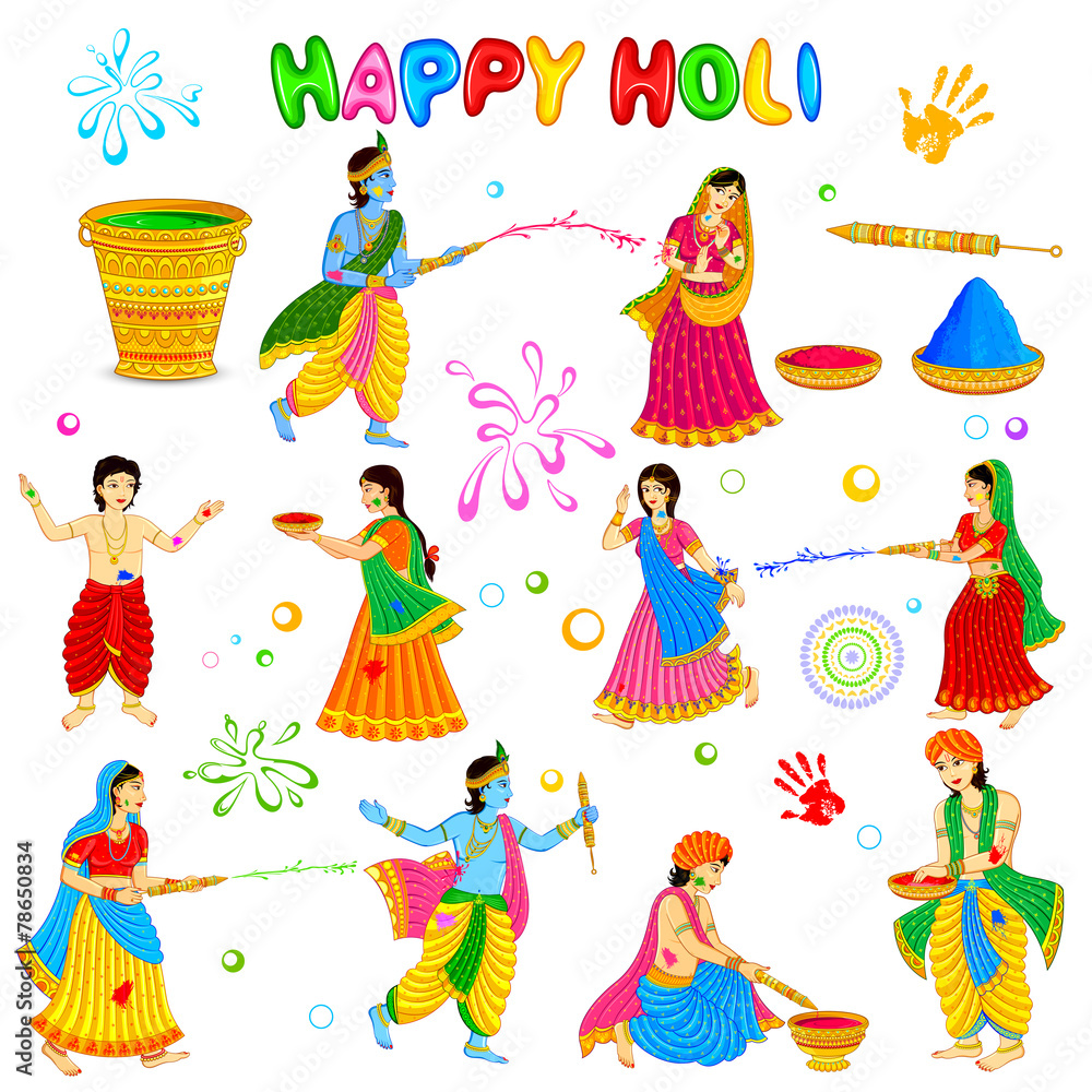 Radha Krishna playing Holi Radha Krishna playing Holi