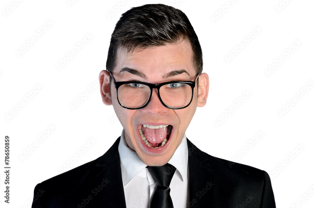 Business man happy screaming Business man happy screaming