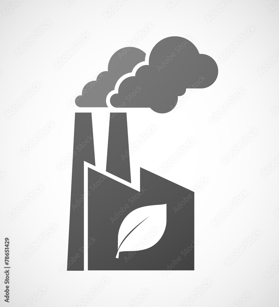 Industrial factory icon with a leaf Industrial factory icon with a leaf