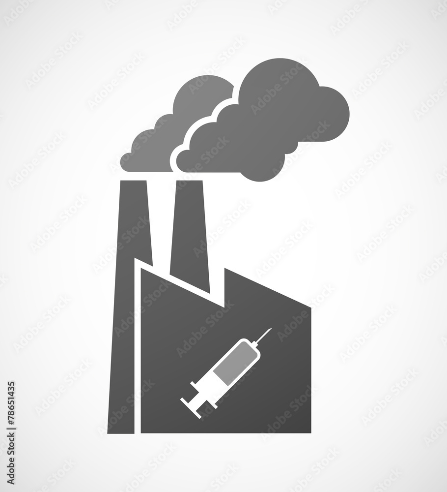Industrial factory icon with a syringe Industrial factory icon with a syringe