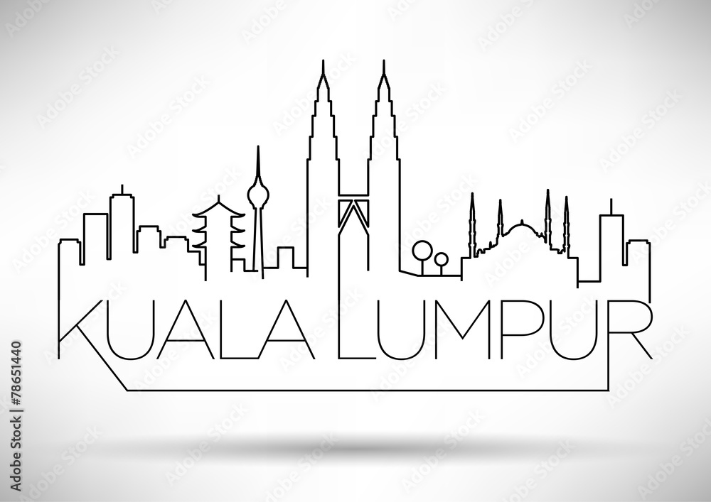 Obraz premium Kuala Lumpur City Line sylwetka projekt typograficzny