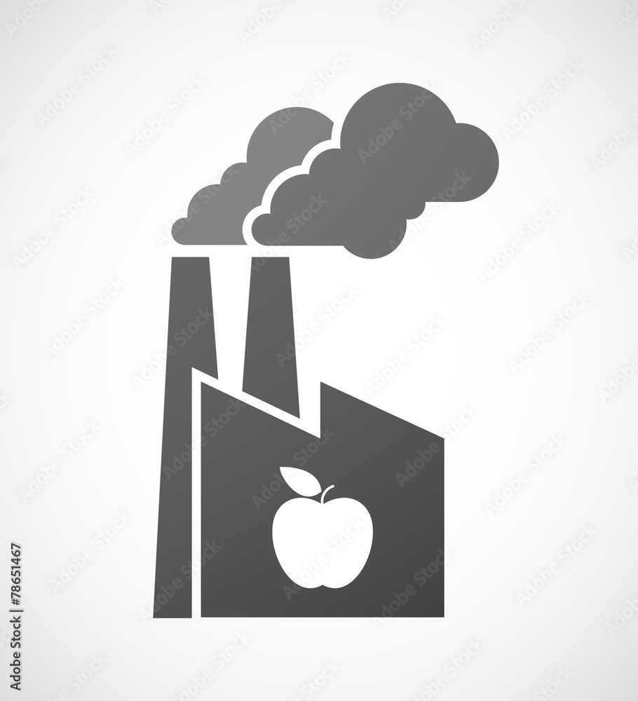 Industrial factory icon with a fruit Industrial factory icon with a fruit