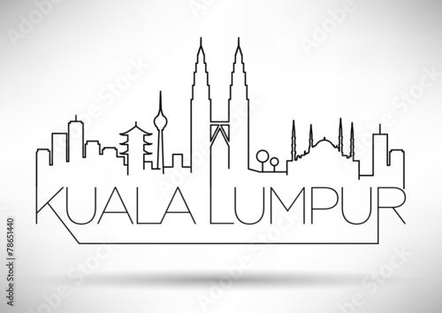 Kuala Lumpur City Line Silhouette Typographic Design