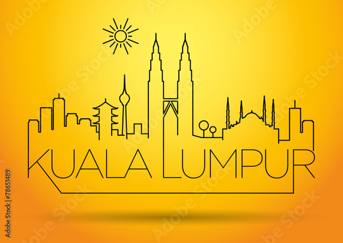 Kuala Lumpur City Line Silhouette Typographic Design