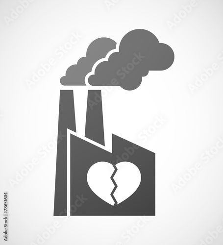 Industrial factory icon with a broken heart