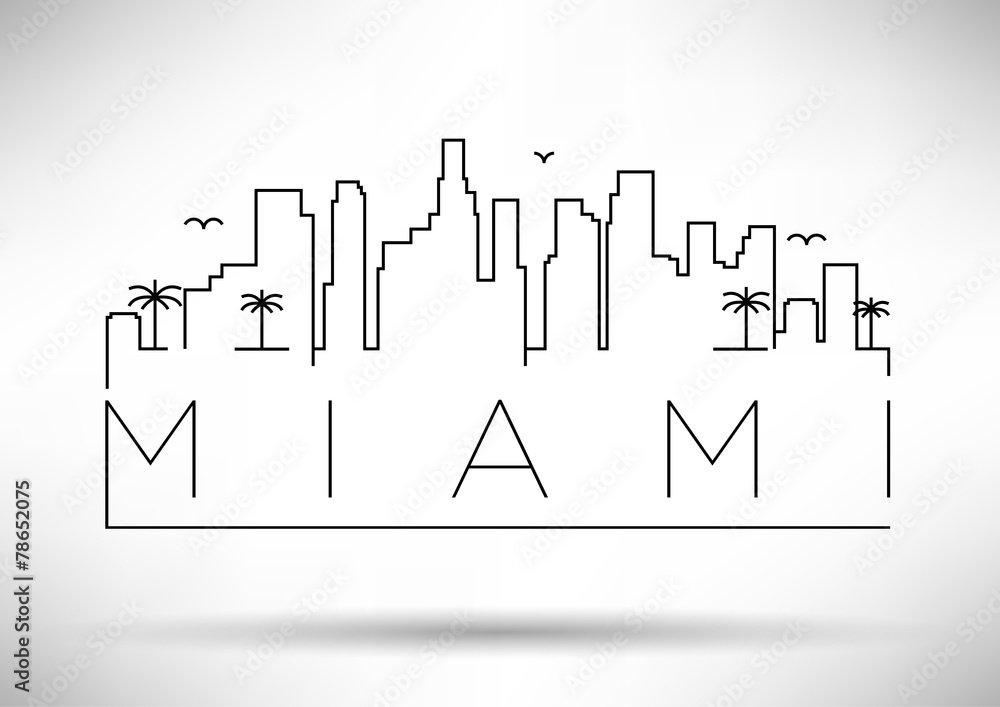 Obraz premium Miami City Line sylwetka projekt typograficzny