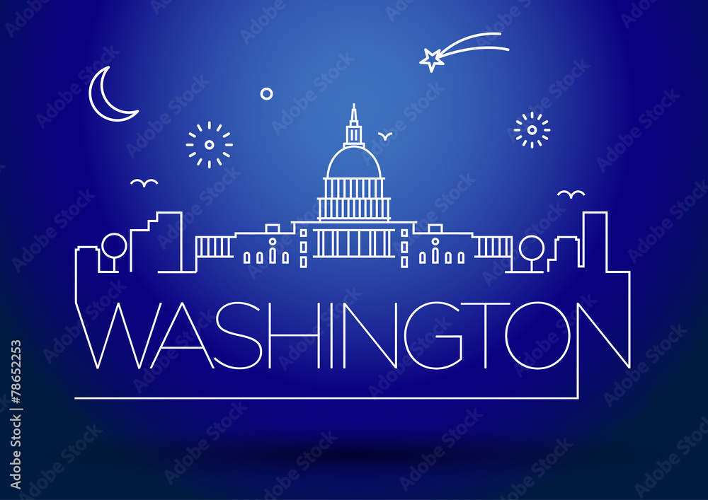 Washington D.C. City Line Silhouette Typographic Design