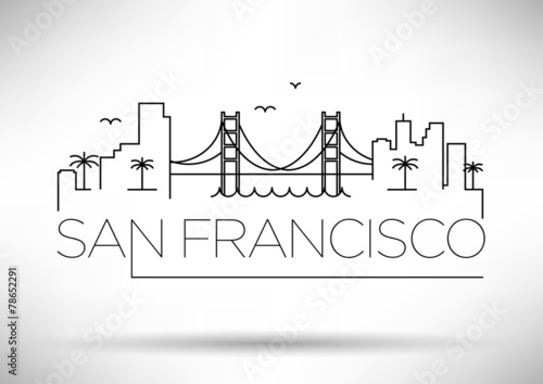 San Francisco City Line Silhouette Typographic Design