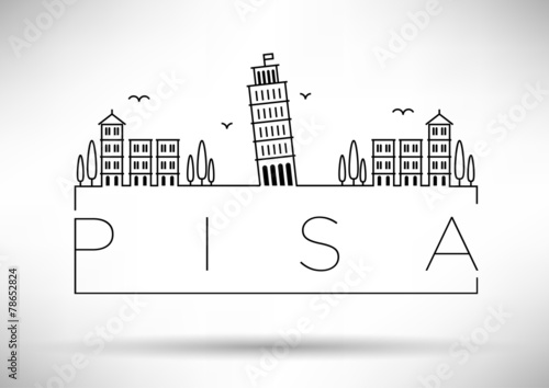 Pisa City Line Silhouette Typographic Design