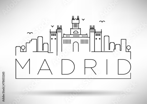 Madrid City Line Silhouette Typographic Design
