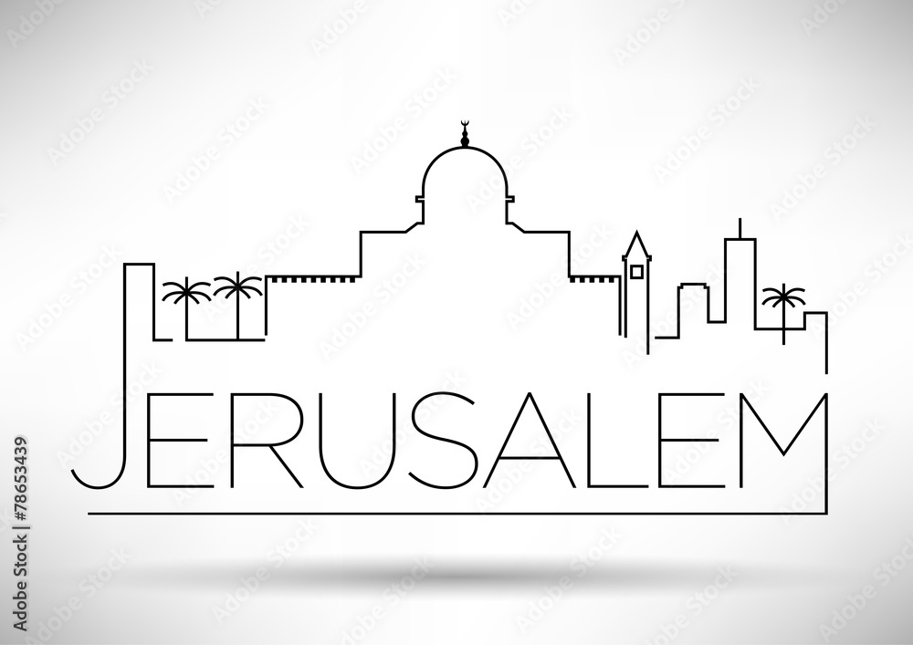 Fototapeta premium Jerusalem City Line Silhouette Typographic Design