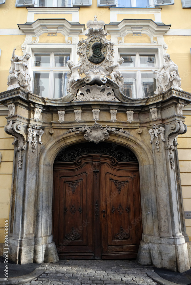 Historic entrance doorway in Graz, Styria, Austria 