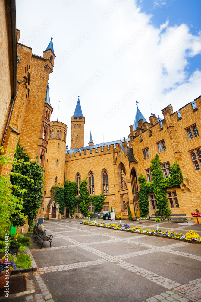 Beautiful Hohenzollern from inner yard with ivy