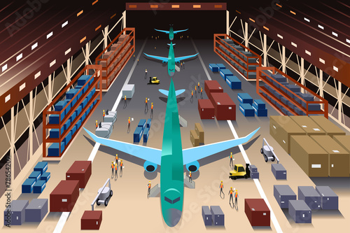 Workers in an airplane factory