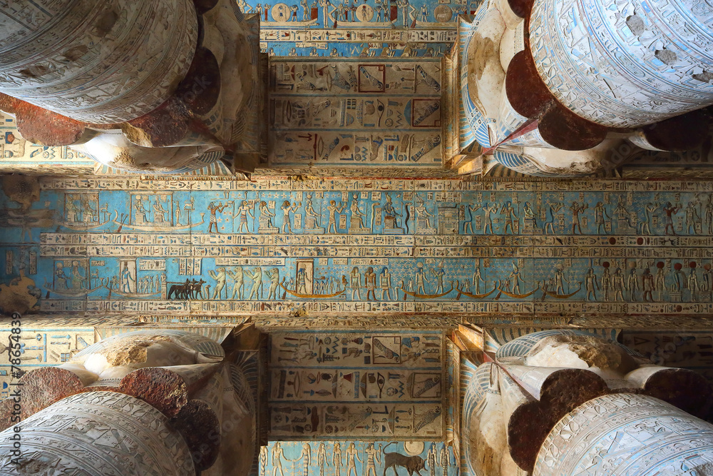 Naklejka premium Interior of ancient egypt temple in Dendera