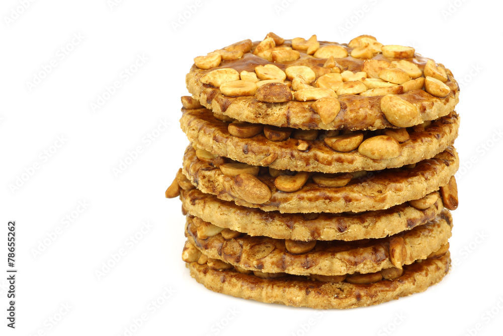 traditional Dutch peanut cookies on white background traditional Dutch peanut cookies on white background