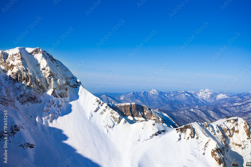 Sochi winter landscape of Caucasus mountains
