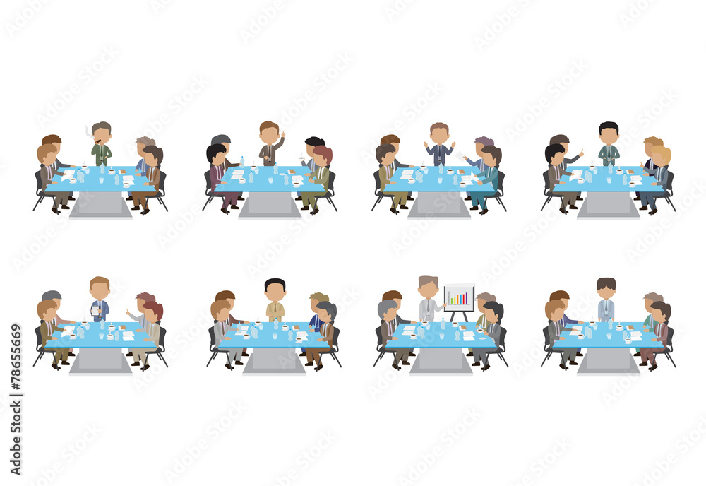 Business People Having Board Meeting Set Business People Having Board Meeting Set