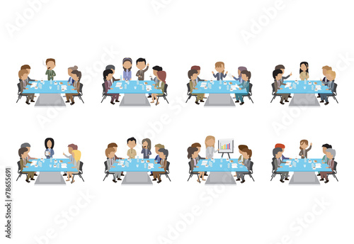 Business People Having Board Meeting Set