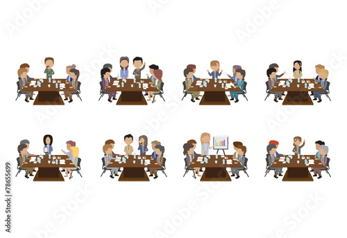 Business People Having Board Meeting Set