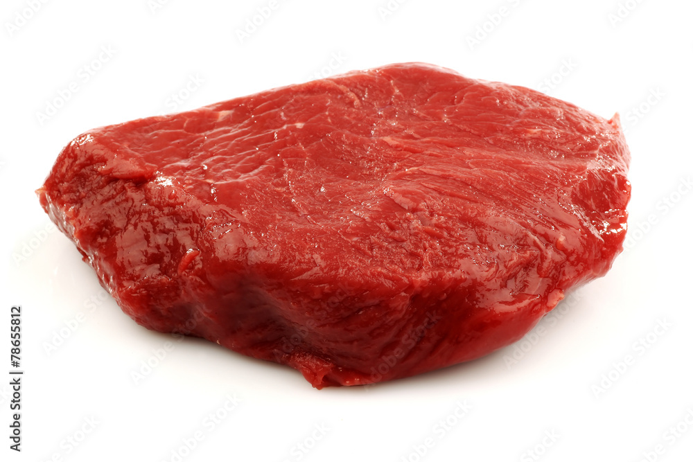 fresh red beefsteak on a white background