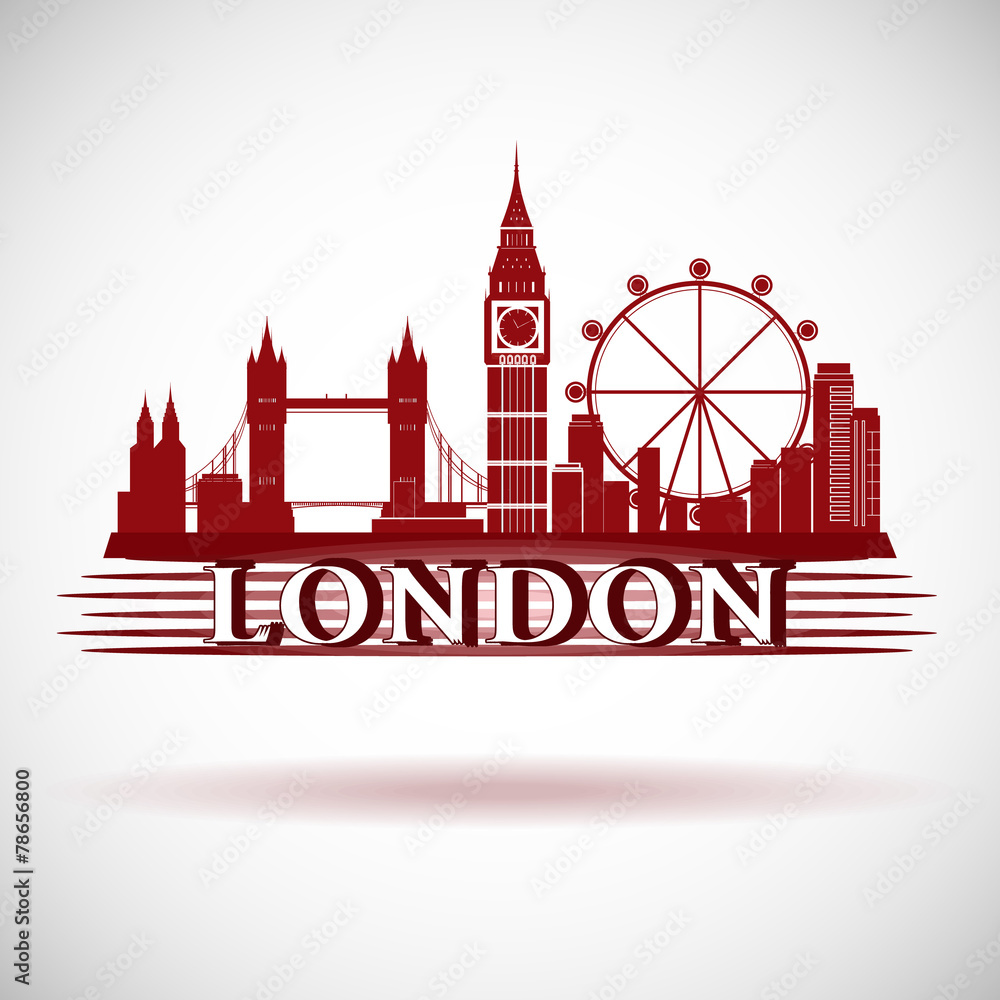 London City Skyline. Typographic Design. eps10 vector