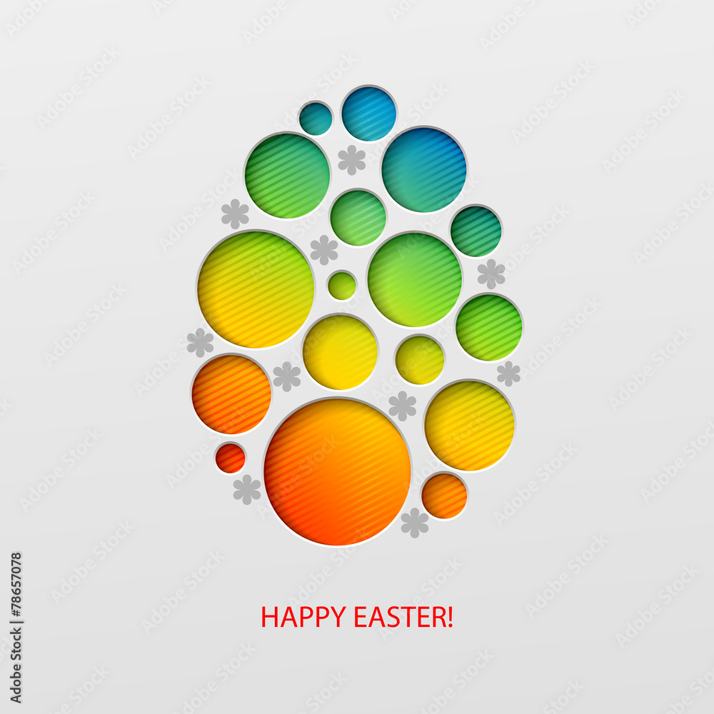 Happy Easter decorated paper egg. Vector illustration