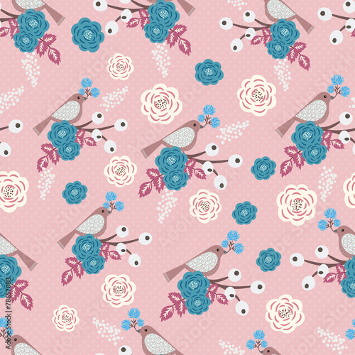 Retro floral vector seamless pattern