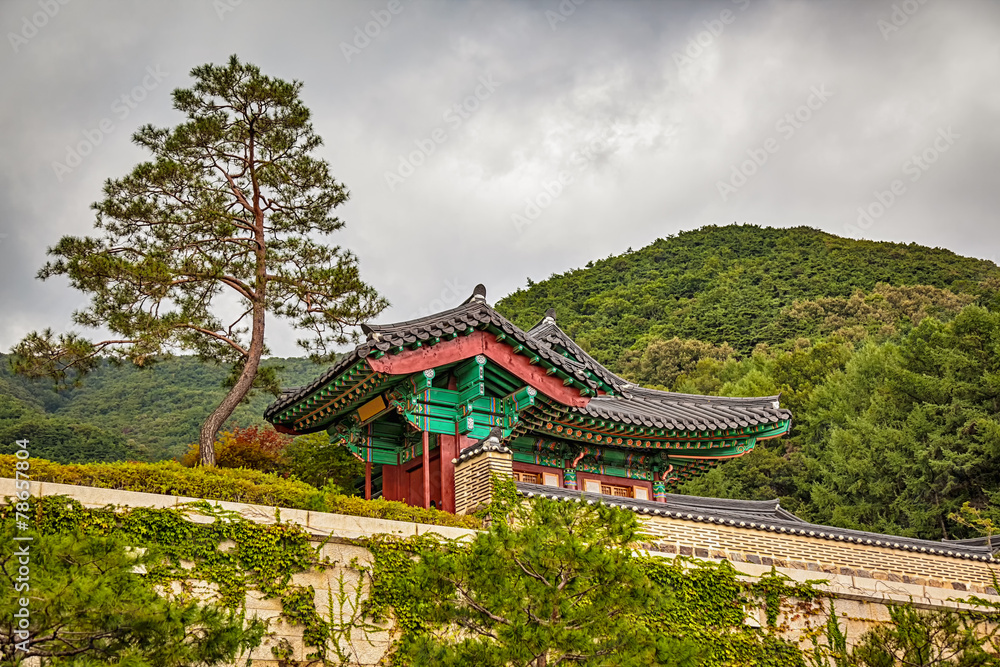 Buddhist monks temple in mountains in Korea