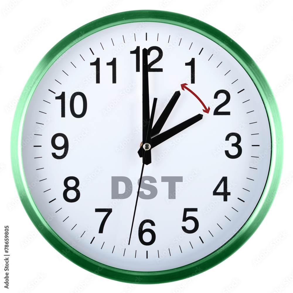 Wall clock isolated on white. Daylight saving time Wall clock isolated on white. Daylight saving time