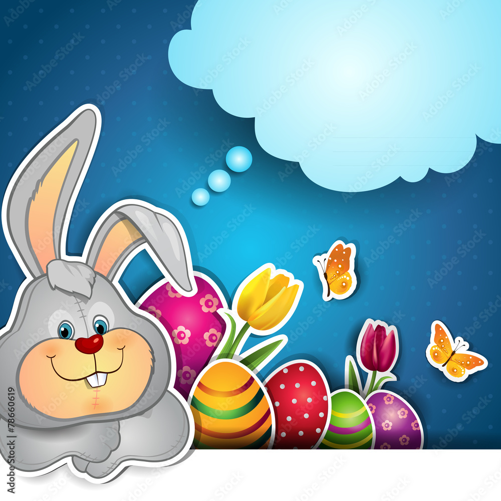 Obraz premium Rabbit with Easter eggs