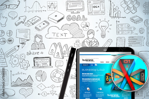 Modern Mockup Device with infographics sketch set