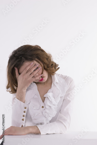 Stressed woman thinking