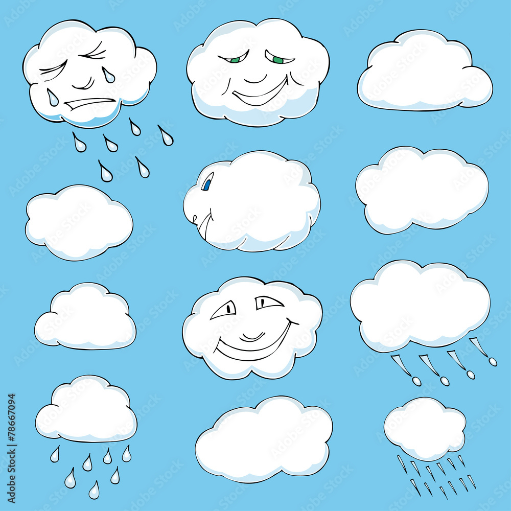 Cute doodle of clouds. Vector illustration