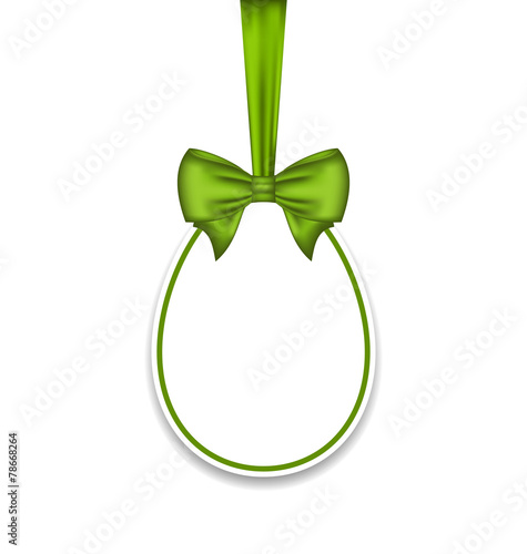 Easter paschal egg with green bow, isolated on white background