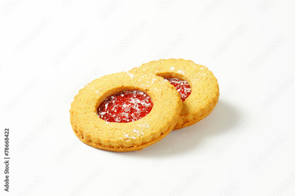 Two Linzer cookies