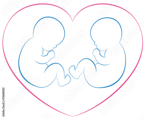 Twins Babies Heart