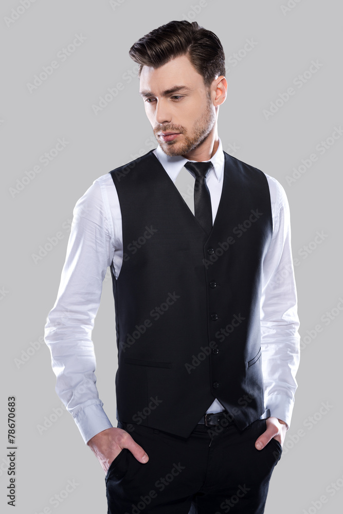 Confident in his perfect style. Confident in his perfect style.