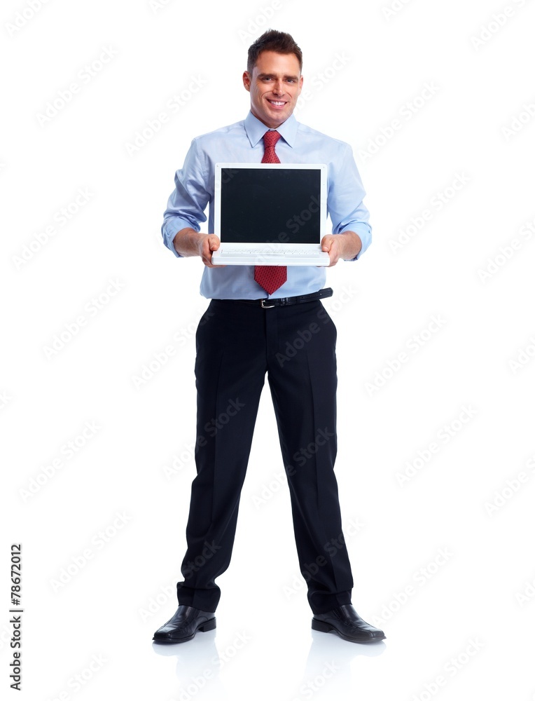 Businessman with laptop computer.