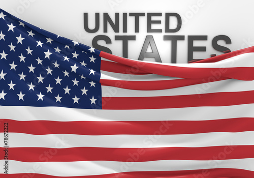 United States flag and country name