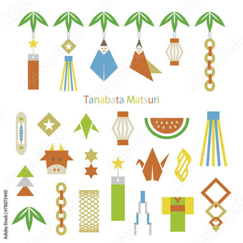 Set of tanabata(the star festival) elements