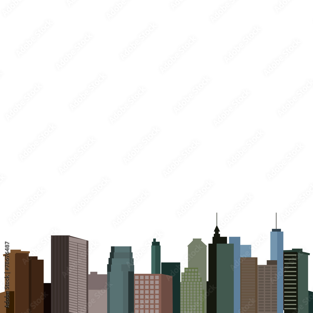 Flat design city landscape illustration