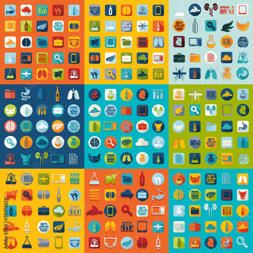 Set of veterinary flat icons