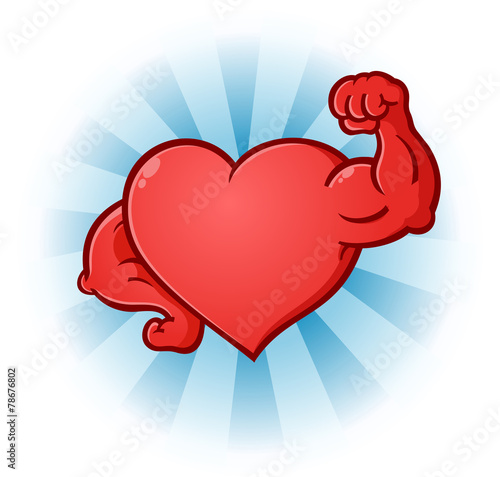 Heart Flexing Muscles Cartoon Character
