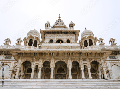 Jaswant Thada. Ornately carved white marble tomb of the former r