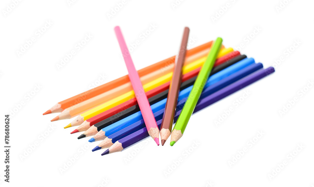 Colored Pencil Isolated on White Background.