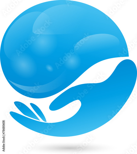 Logo, Hand, Tropfen, Wasser