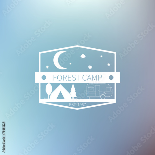 Trendy retro vintage badges and card with blurred background