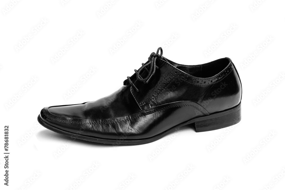Single black leather shoe